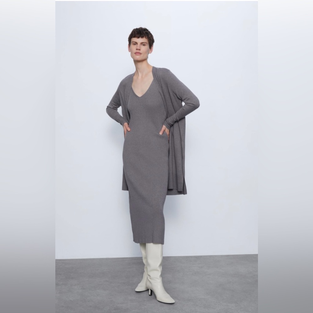 ZARA NWT - SOLD SEPARATELY. Grey Soft Knit Light Weight Long Cardigan - Size XL